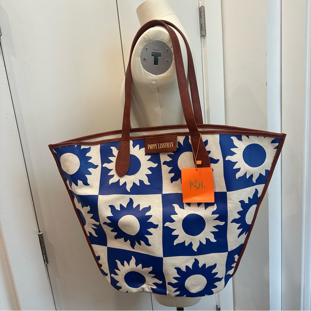 Poppy Lissiman Lio Blue and White Suns Canvas Tote Bag